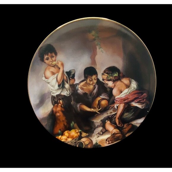 Porcelaine LG Limoges Hand Painted Decorative Plate With Children & Dog Design - Picture 5 of 7